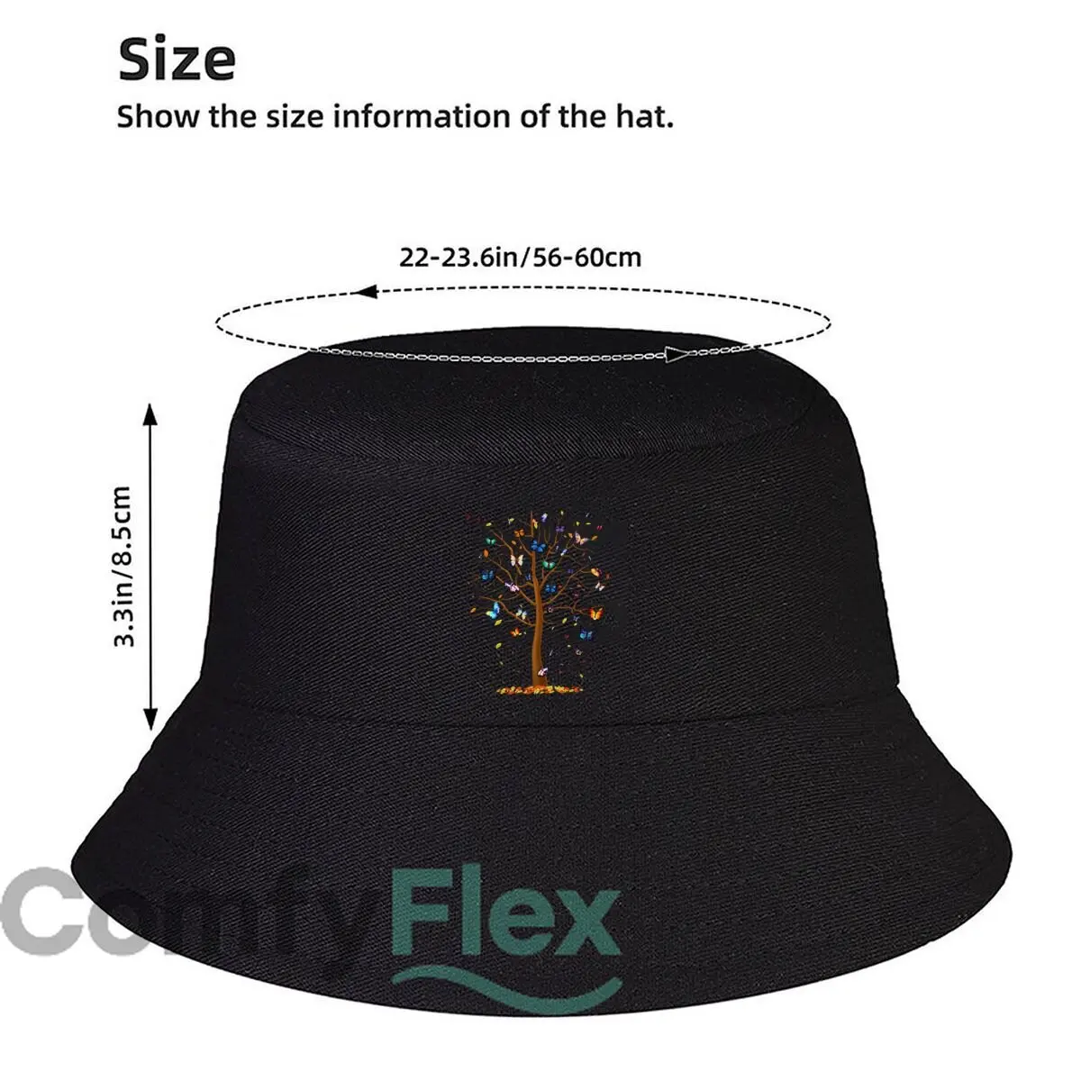 Colorful Butterfly Tree Branches Autumn Leaves Nature Art Fisherman Hat Winter Cap