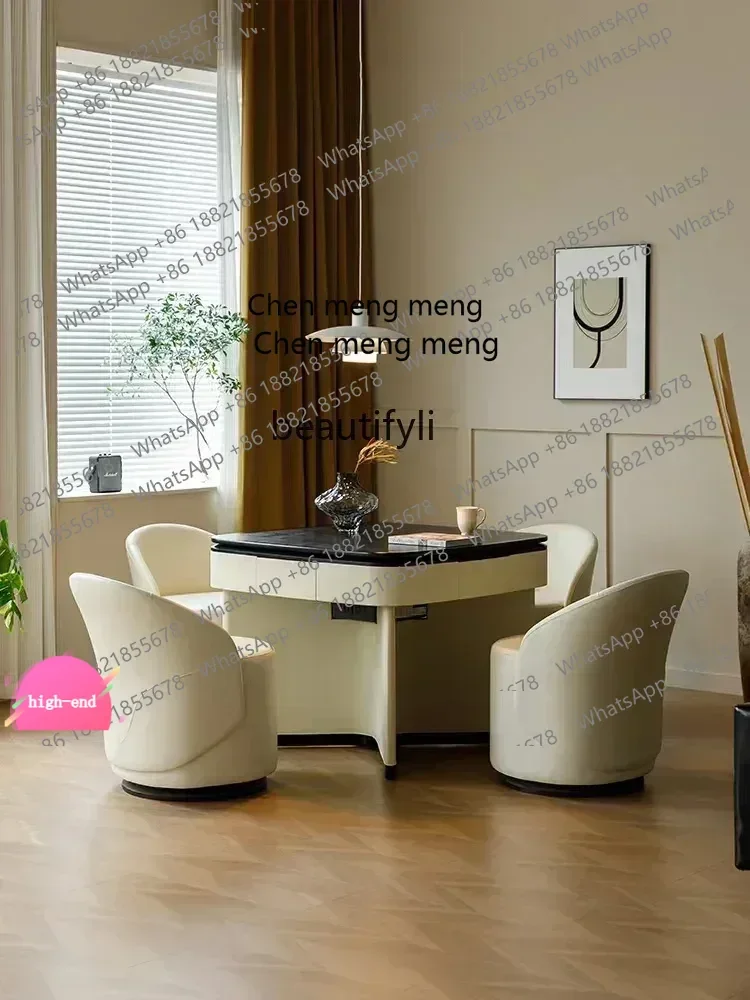 Italian-Style Light Luxury Solid Wood Mahjong Table utomatic Home Entertainment Leather Multi-Functional Chess and Card Tab  A