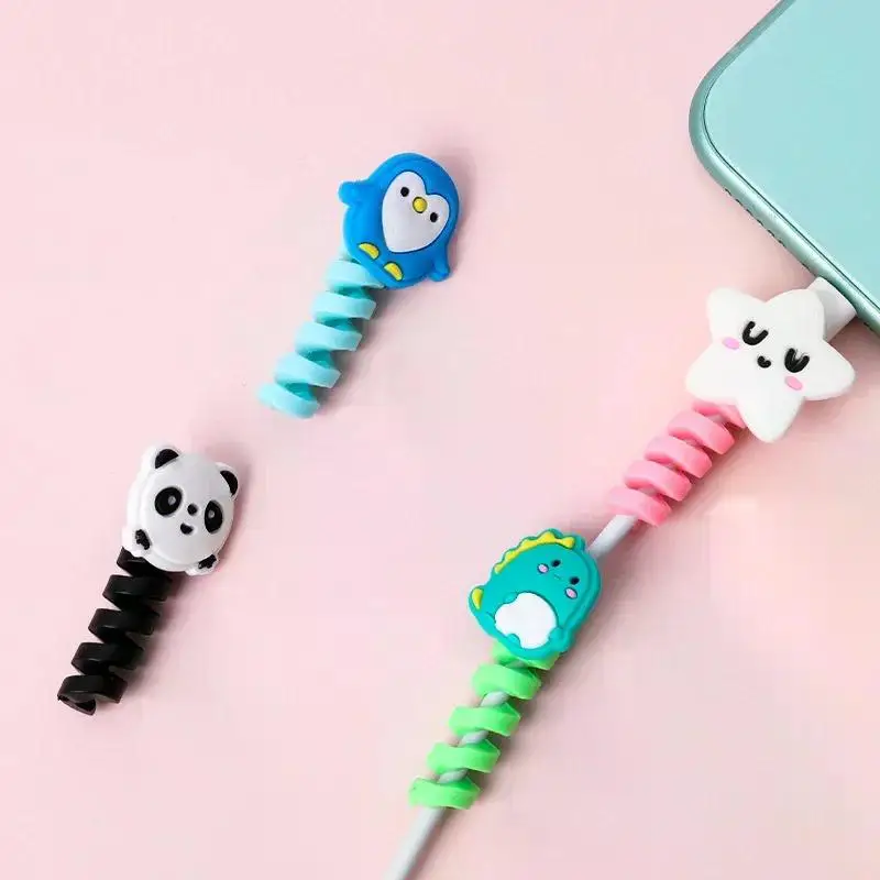 Cable Sleeve with Cable Bite Protector Cute Animal Flower TPU Soft Protective Data for Xiaomi iPhone USB Charger Cable Cord