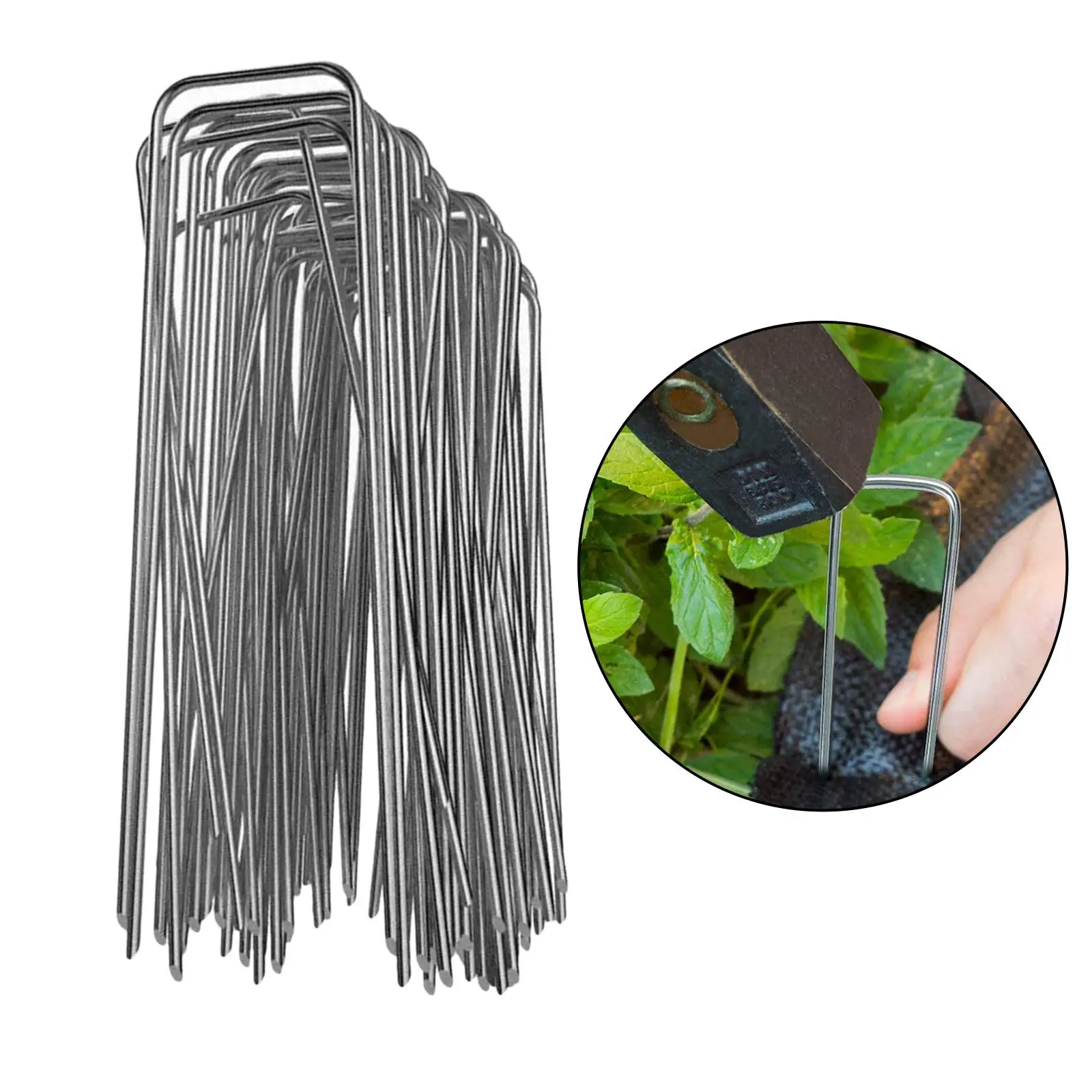 50x Galvanised 6 Inch Landscape Staples U Anchor Pegs Fabric Pins 11 Gauge