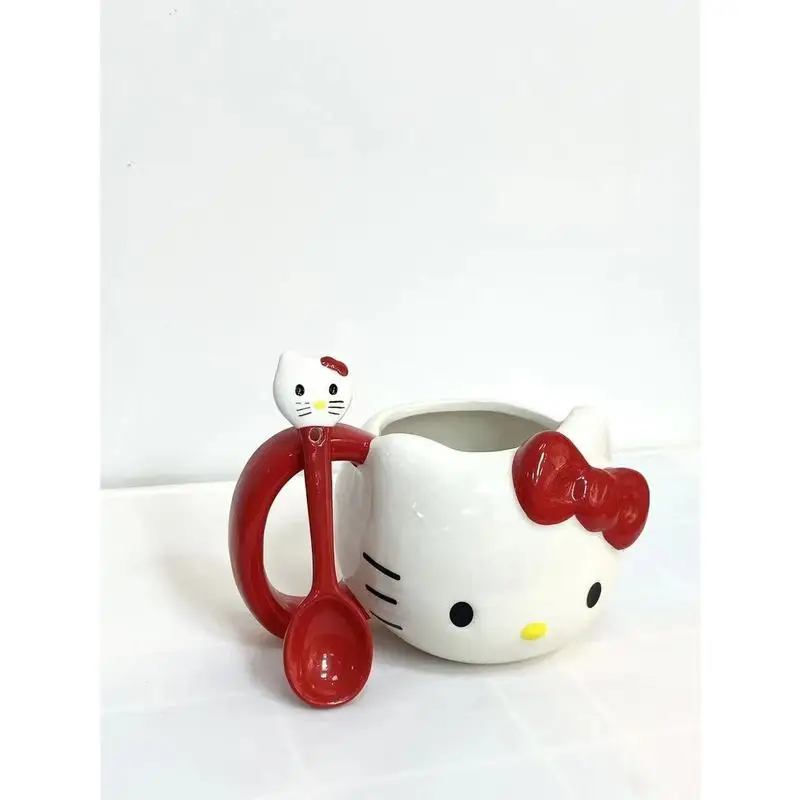 Sanrio Anime Hello Kitty Mug Cartoon Coffee Cup Ceramic Water Mug Valentine'S Day Gift Sweet Lovely Bowknot Milk Cup For Girls