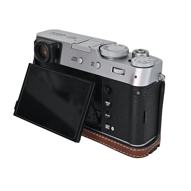 Fujifilm X100 VI X100 Mark VI용 Pu 가죽 카메라 케이스 하프 바디