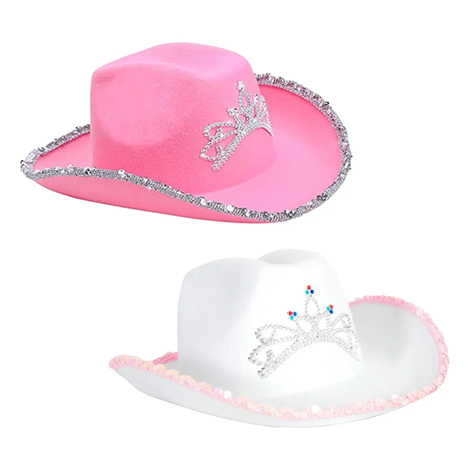 Cowgirl Hats Decorative Breathable Shiny Comfortable Dress up Cowboy Hat Jazz Hat for Bridesmaid Girls Bride Women Engagement