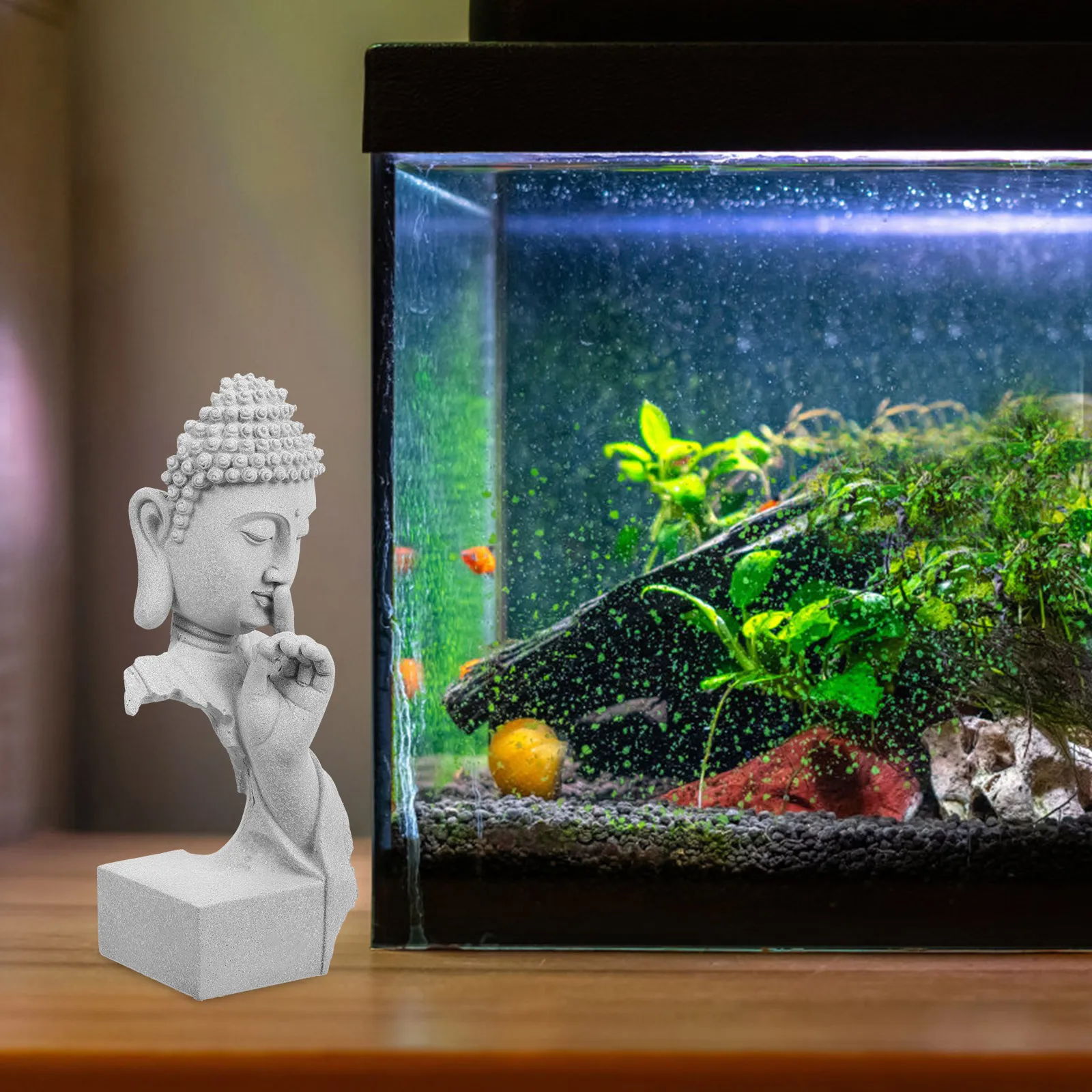 

Buddha Statue Ornament Fish Tank Decorations Home Aquarium Accessories Garden Sculpture Desktop Decor Retro Atmosphere