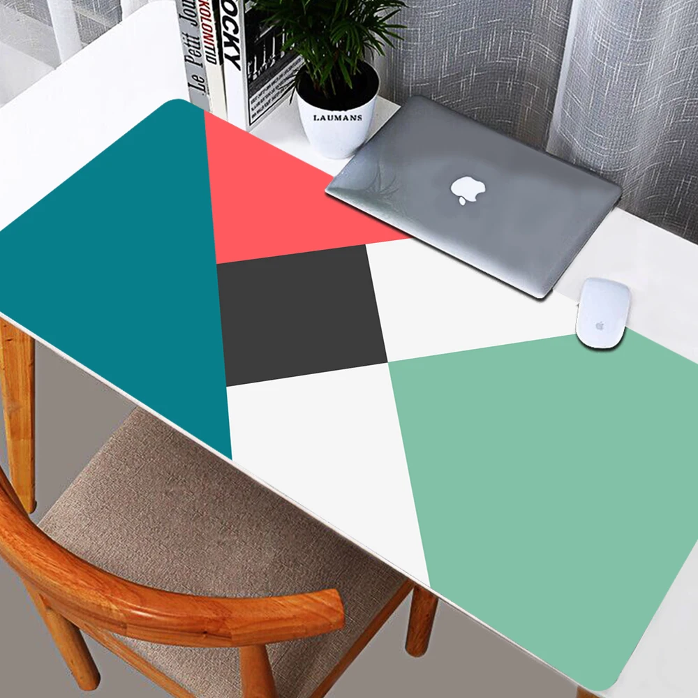 Mouse Mat 80x30cm XL Lock Geometric Pattern Non-slip Simple Large Size Office Desk Protector Pu Leather Mouse Pad Pc Accessories