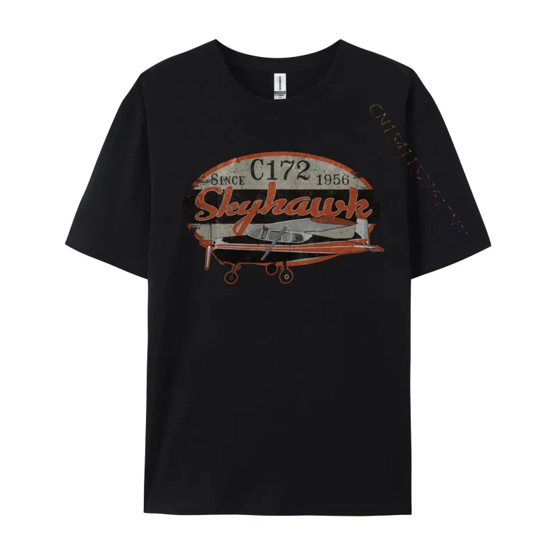 Skyhawk Vintage Retro C172 Airplane Flying Pilot Europe Hot Sale 3D Printed T Shirt Pure Cotton Men Tops Shirt T-Shirt