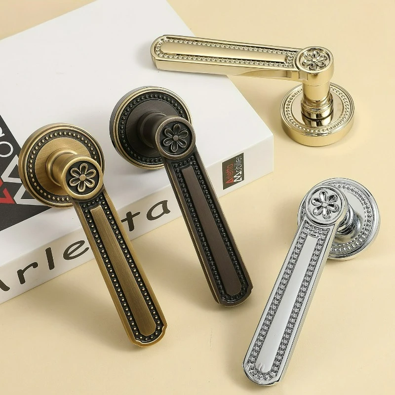 

French Luxury Brass Bedroom Door Lock with High-end Feel, Office Meeting Room Single/double Door, Wooden Door Lock