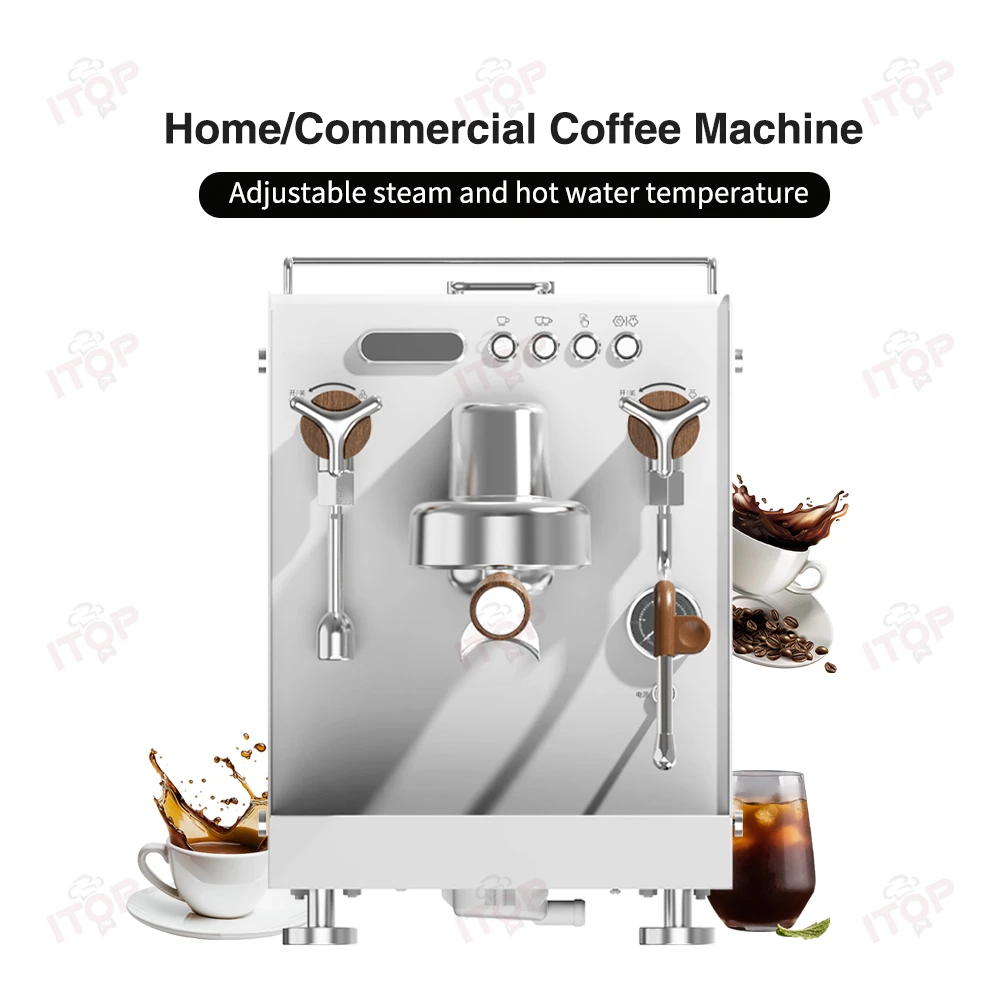 ماكينة اسبريسو مع خزان مياه 1.6 لتر، ماكينة صنع القهوة PID التحكم في درجة الحرارة 1 لتر غلاية بخارية + استخلاص كتلة التسخين 2850 وات