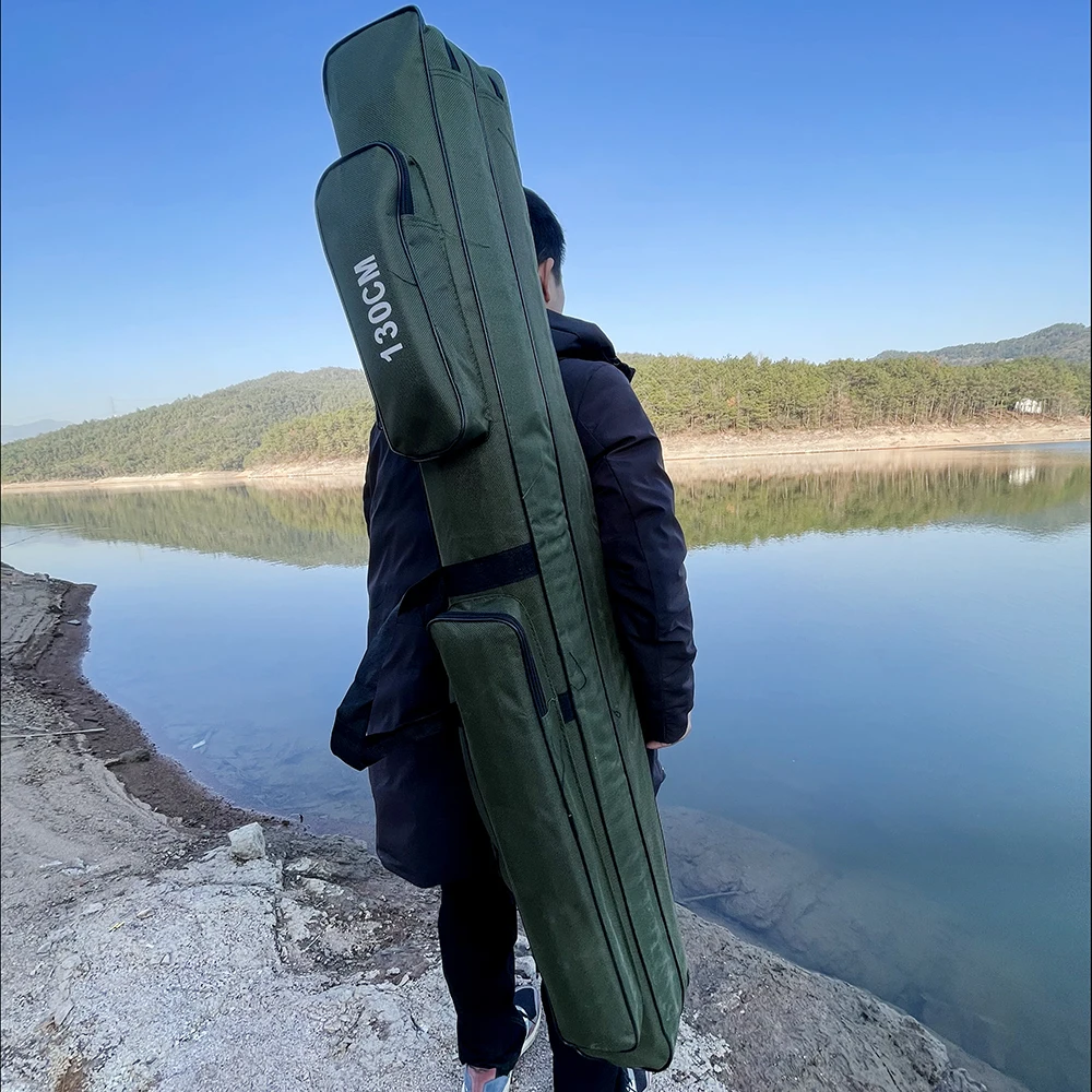 150/130/120/110cm 2/3 Layer Large Capacity Collapsible Fishing Rod Bags Oxford Cloth Sea Fishing Tackle Foldable Package view 3