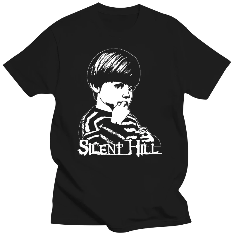 Silent Hill Horror Movie Men T Shirt Streetwear Fashion T Shirts Homme Humour Tee Shirt Black And White T-Shirts Xxxxl