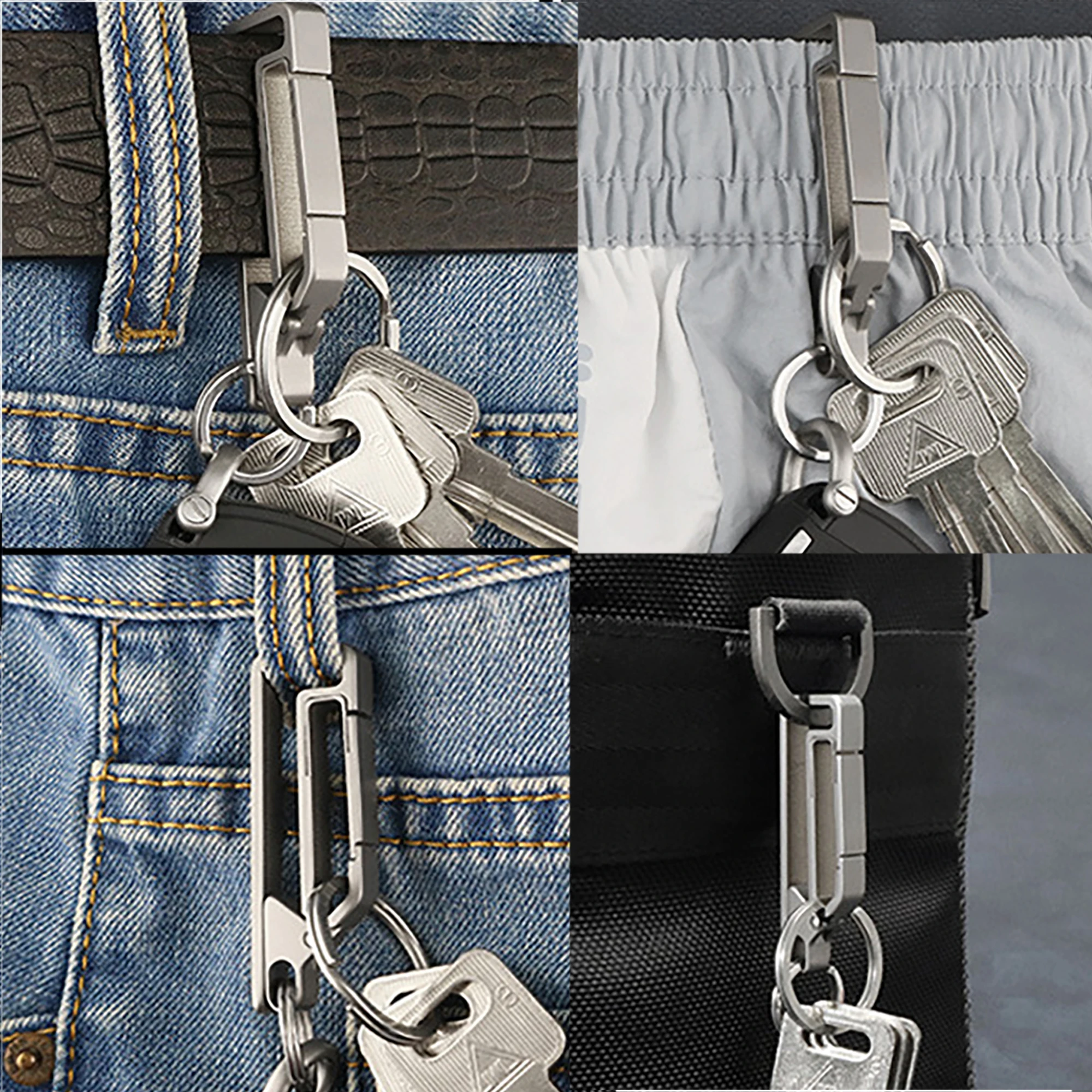 Unique TC4 Ti  Solid titanium quick release detachable belt loop clip shackle keychains Key ring Hook  EDC housewarming gift