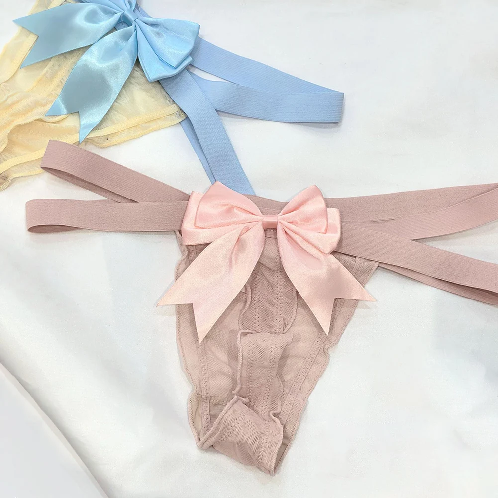 Comfortable Lingerie Cross-Strap G-strings For Women Thong Big Bow See Through Mesh T-Pant Breathable Panties - view 5