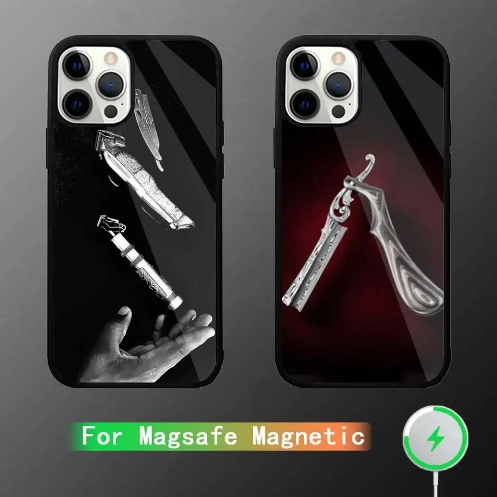 

Barber Shop Hair style tools Phone Case For iPhone 16,15,14,13,12,11,Pro,Max,Plus,Mini,SE New Magsafe Magnetic Wireless Charging
