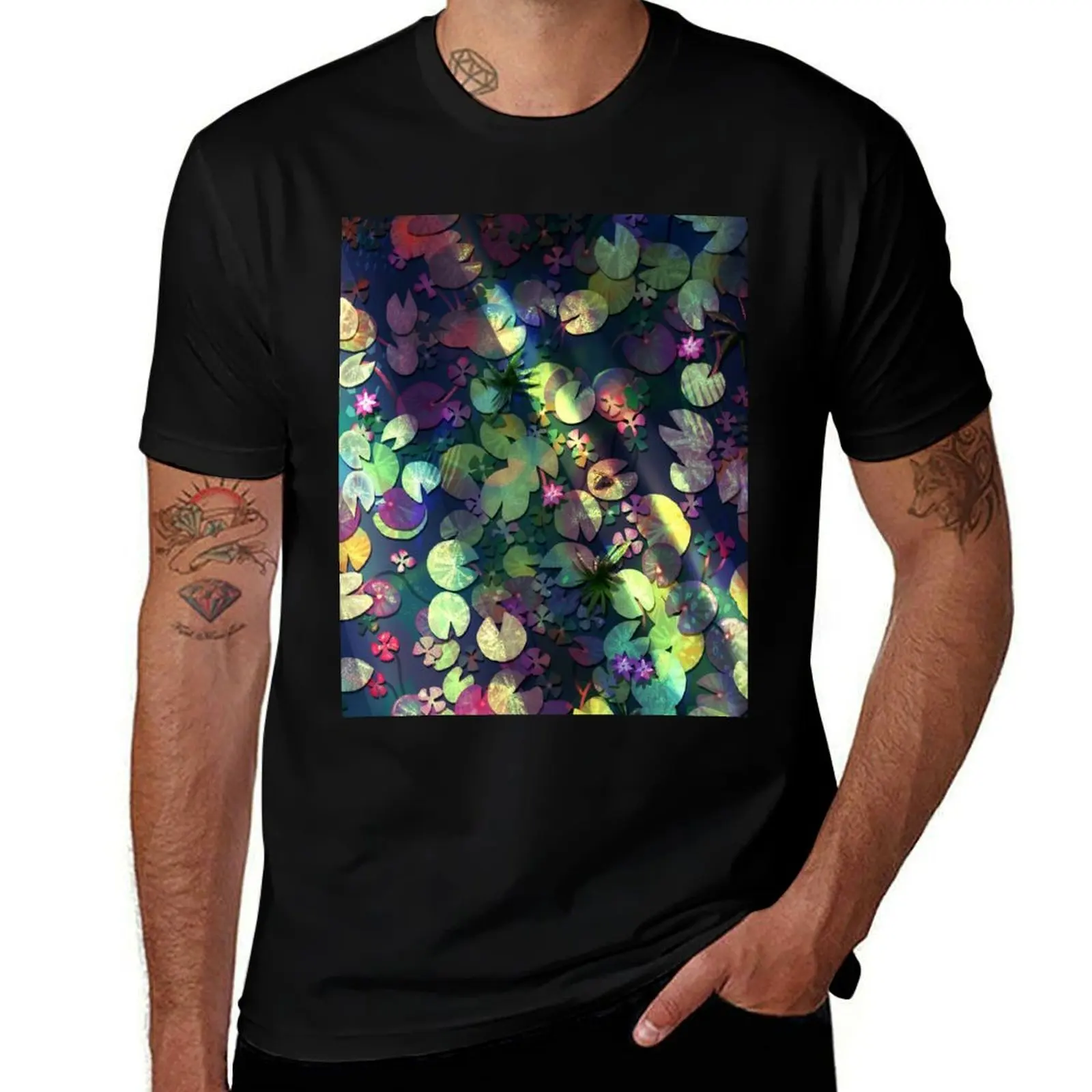 Morning Sunrise Lily Pad Pond Swim T-Shirt Simple Graphic Design T-Shirt