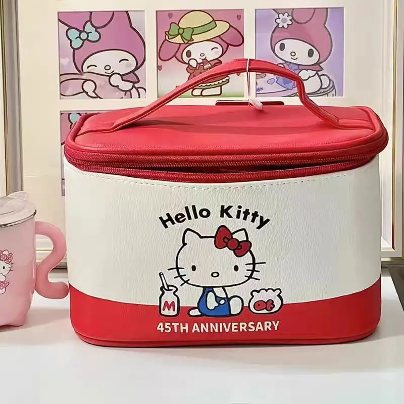 

Sanrio Hello Kitty Makeup Bag Kawaii Y2K Large Capacity Cartoon Tote Bag Cute Girl Waterproof Portable Toiletries Storage Bag