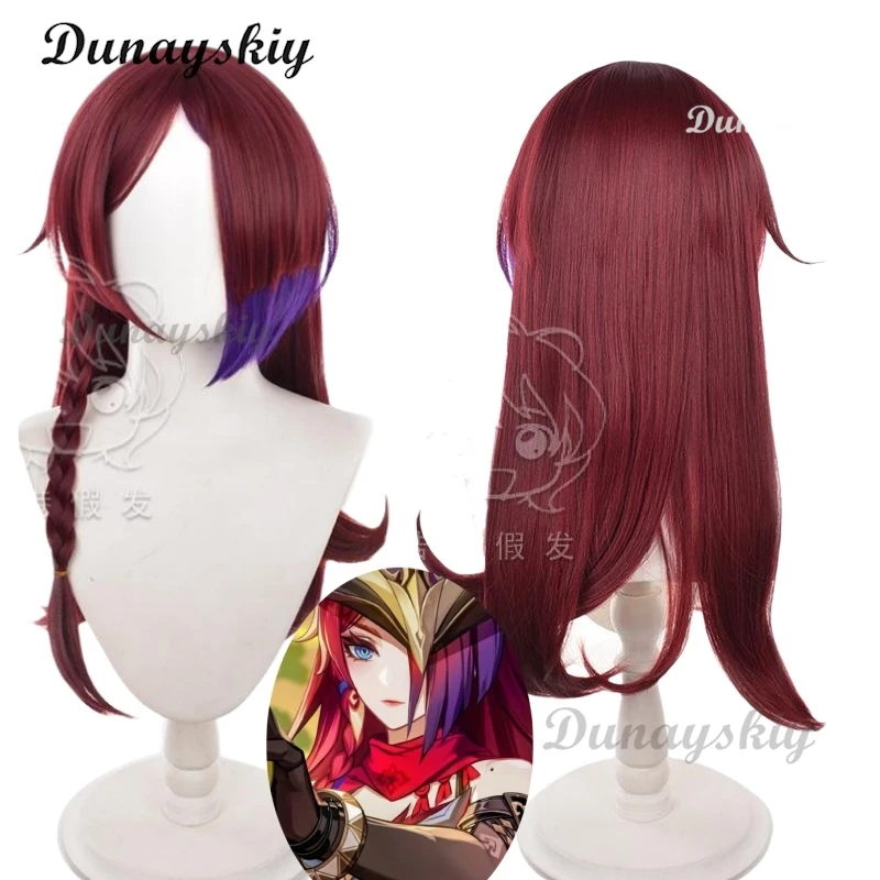 Genshin Impact Chasca Cosplay Wig Red Long Hair Braids Natlan Halloween Party for Women Girls Role Play Accessory Props