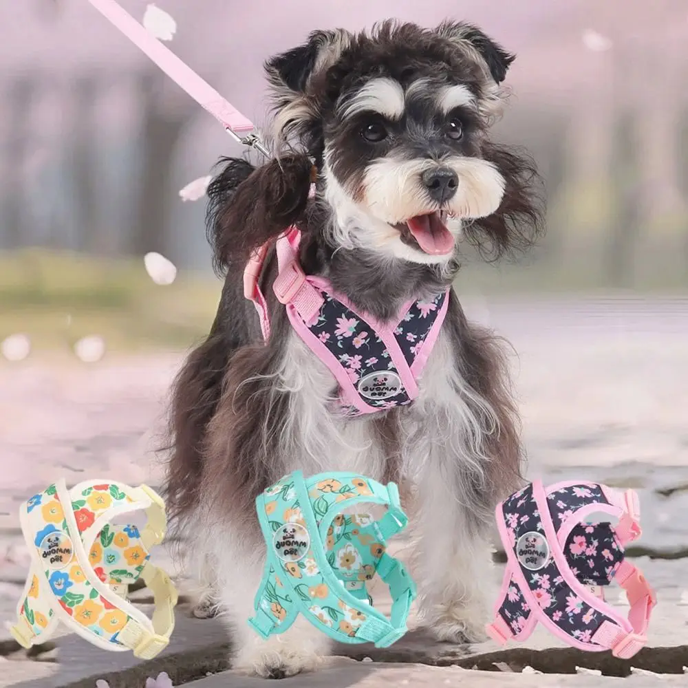 Adjustable X Shaped Dog Harness Vest Breathable Escape-Proof Puppy Cat Chest Straps with Strap Lightweight Puppy Leading Rope