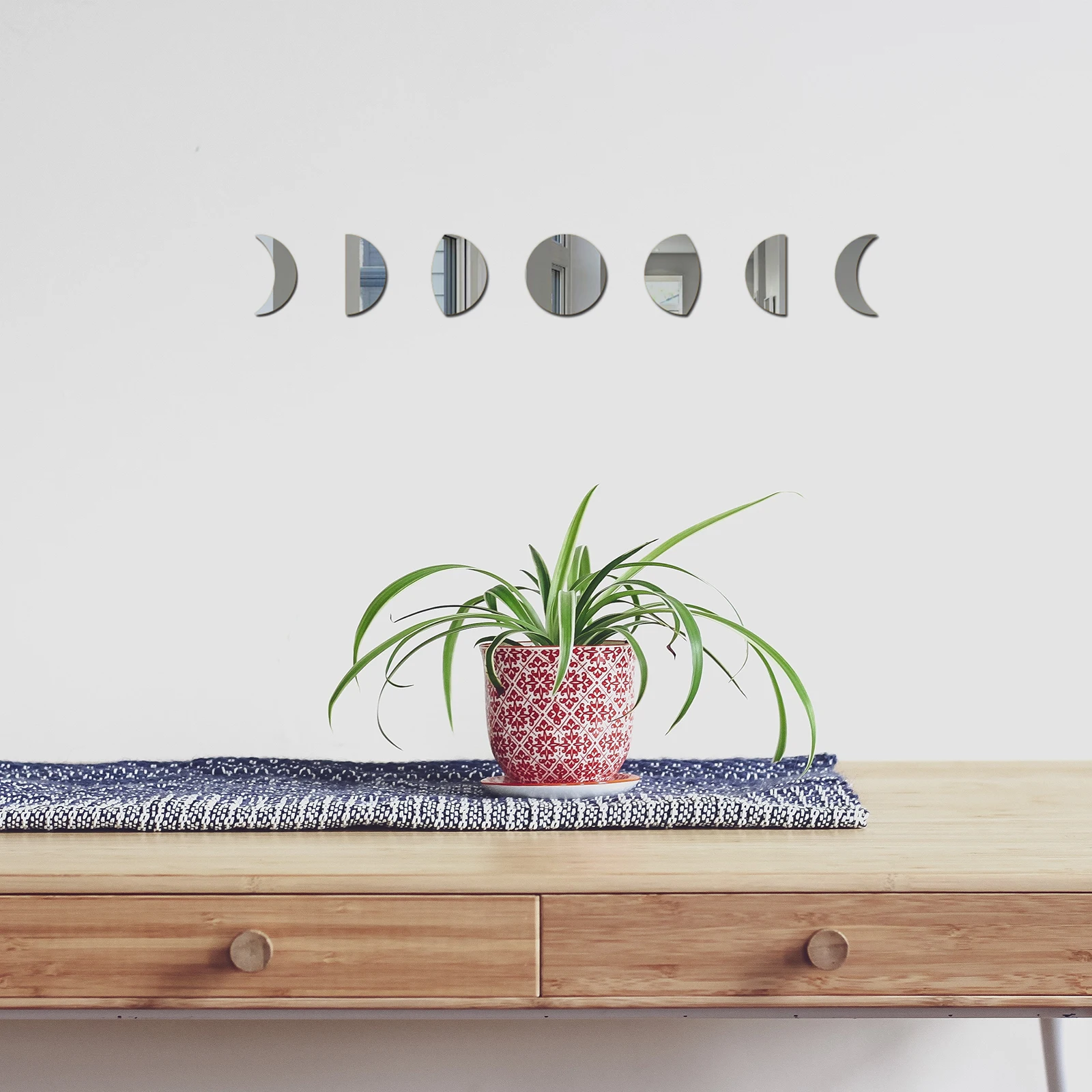 

1 set 1 Set Moon Phase Acrylic Wall Art Decor For Home Bedroom Bathroom Office Decorative Mirror Wall Decoration Moon Mirror Set