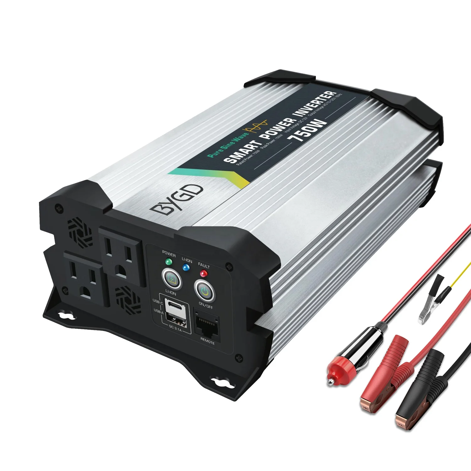 New 750W high power 12 volt to 110v 220 volt pure sine wave inverter outdoor power LifePO4 battery Inverter for camping home