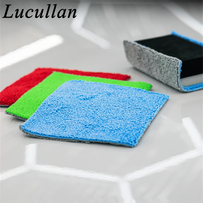 Lucullan Portable Ceramic Coating Applicators Thick Cloth+ Foam Block with Double Side Hook and Loop