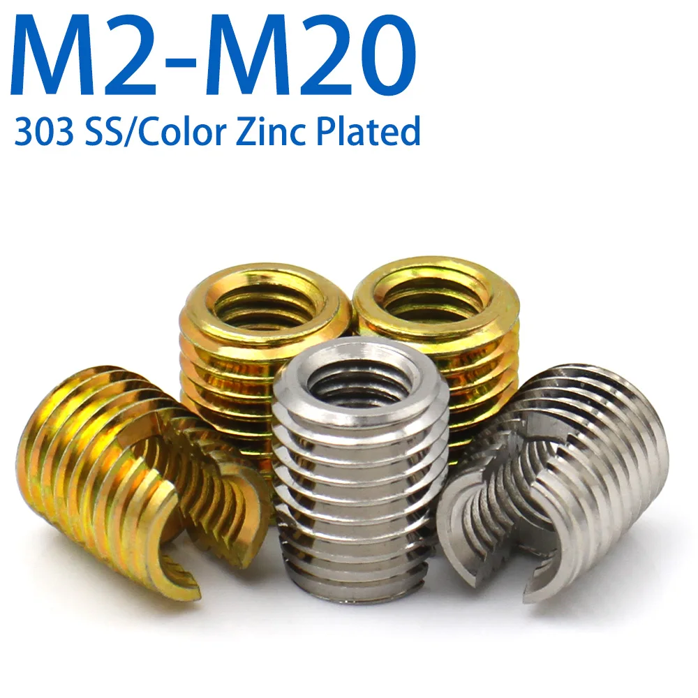 Slotted Threaded Insert Nut Self Tapping Internal External Thread Sleeve for Wood Metal Plastic