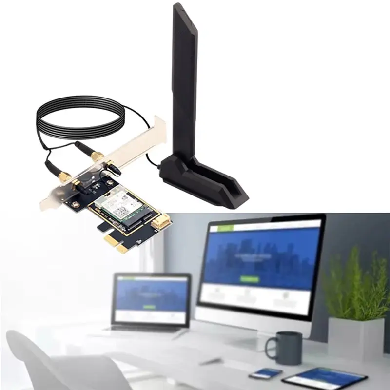 Efficient AX1800 802.11Ax Wireless WIFI6 Card RTL8852BE PCI-E Wlan Dual Band 2.4G/5Ghz Support BT5.2 With Magnetic Extension Ant