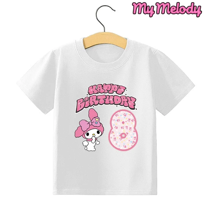 

Sanrio My Melody T-shirt Birthday Number 1-14 Kawaii T Shirt Anime Cartoons Children Casual Clothes T Shirts Kid Girl Boy Tops