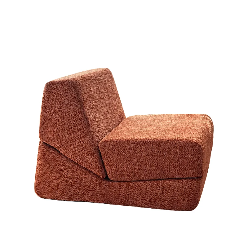 

Single sofa bed retro medieval cream wind can lie down and sleep foldable module tofu block lazy living room balcony