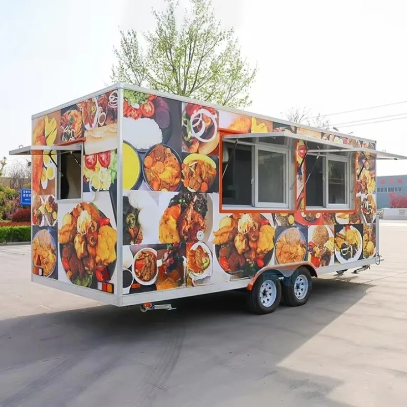 Commercial Mobile Food Trailer Outdoor Portable Catering Cart Fast Food Kiosk Street Food Equipment