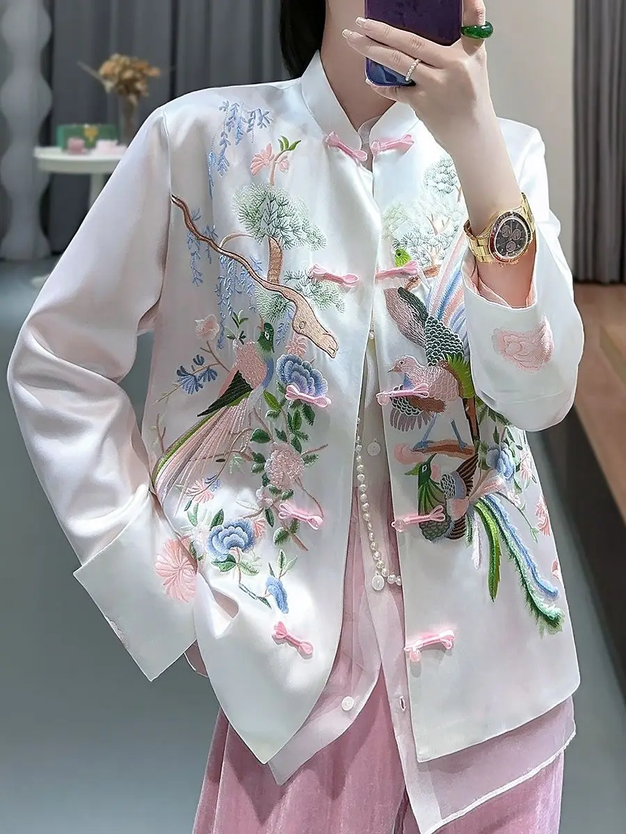 Chinese Style Jacket Women Phoenix Embroidery New Chinese Coat Tang Suit Hanfu Spring Autumn Elegant luxury Coat