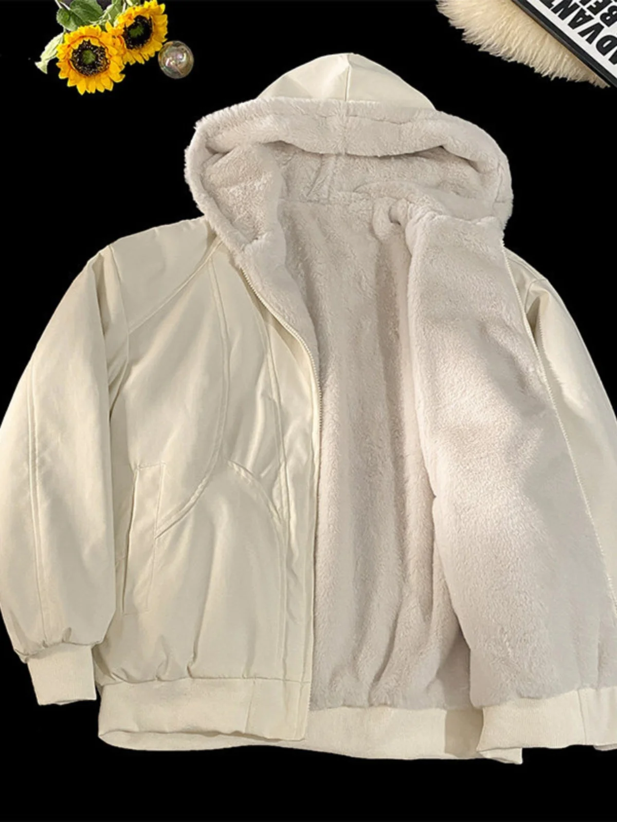 

Мужская зимняя хлопковая куртка с подкладкой из овчины, имитация кроличьего меха, теплая, с длинными рукавами, на молнии, повседневная