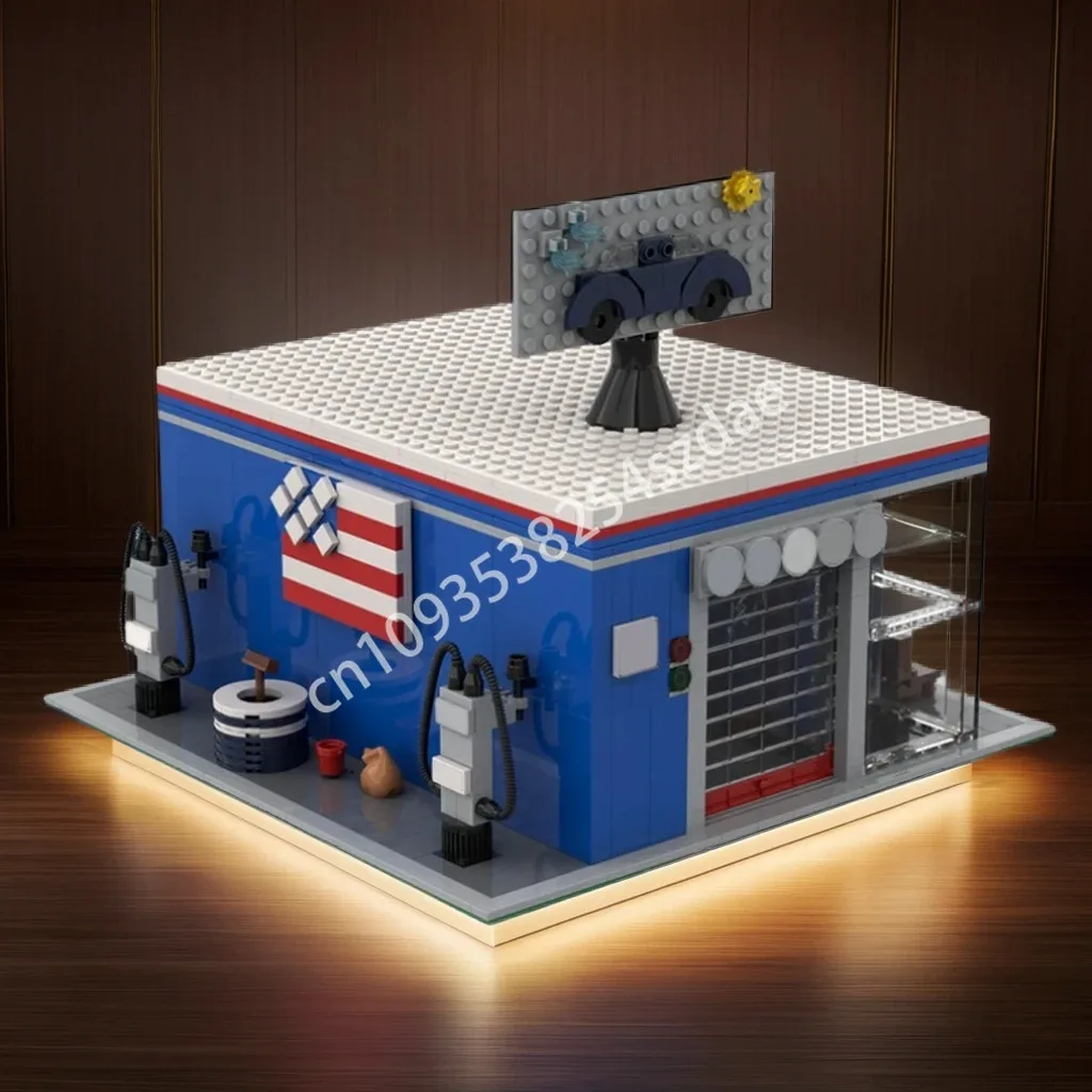 962 قطعة MOC غسيل السيارات وحدات المباني اللبنات التفكير المنطقي الجذعية التعليمية بناء لعبة عيد الميلاد هدية