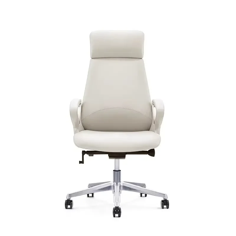 Executive Leather Office Chair Ergonomic High Back Manager Swivel Chair with Adjustable Headrest for Business Meeting