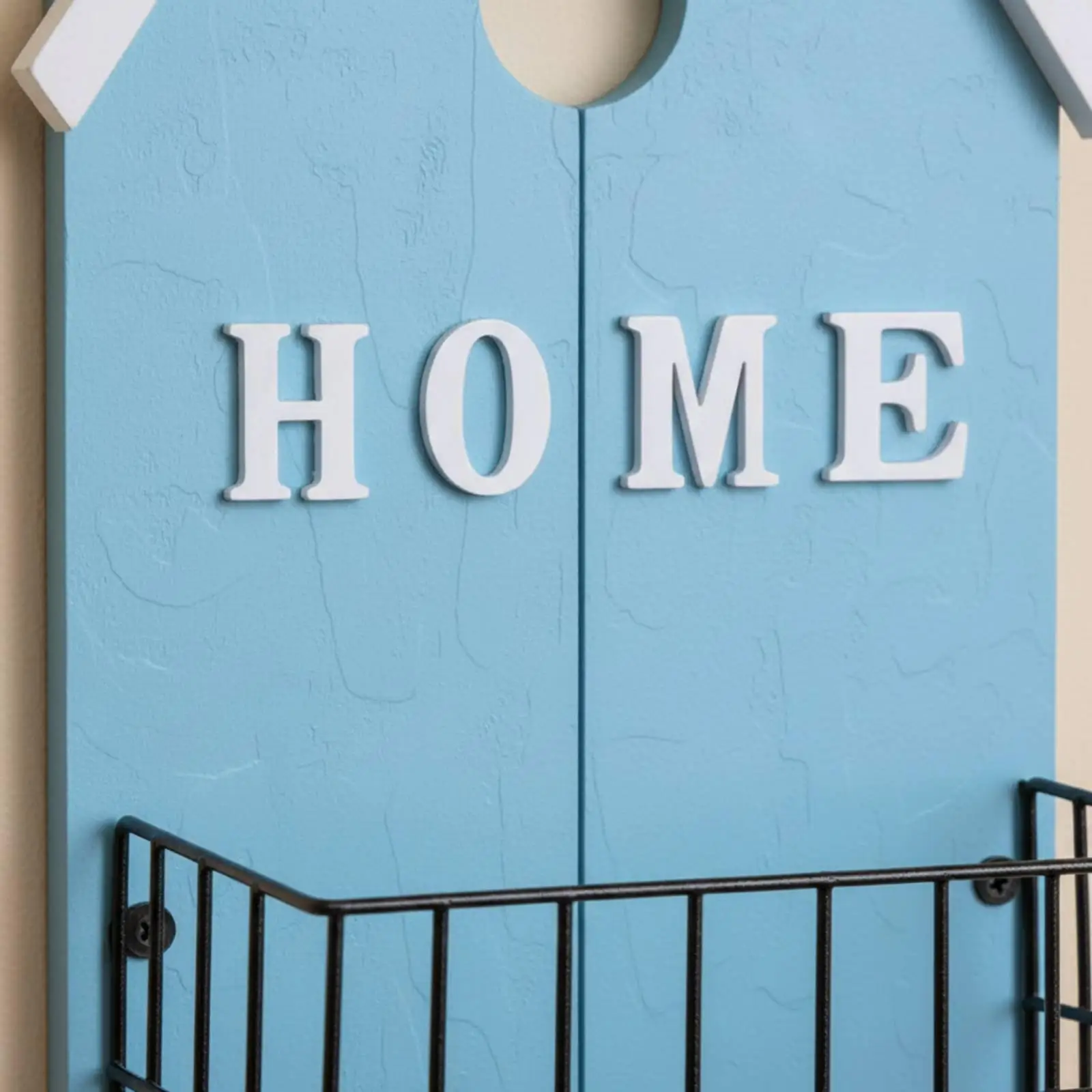 Wall Mounted Organizer Shelf with Home Inscription for Entryway Decor and Tabletop Clutter Control