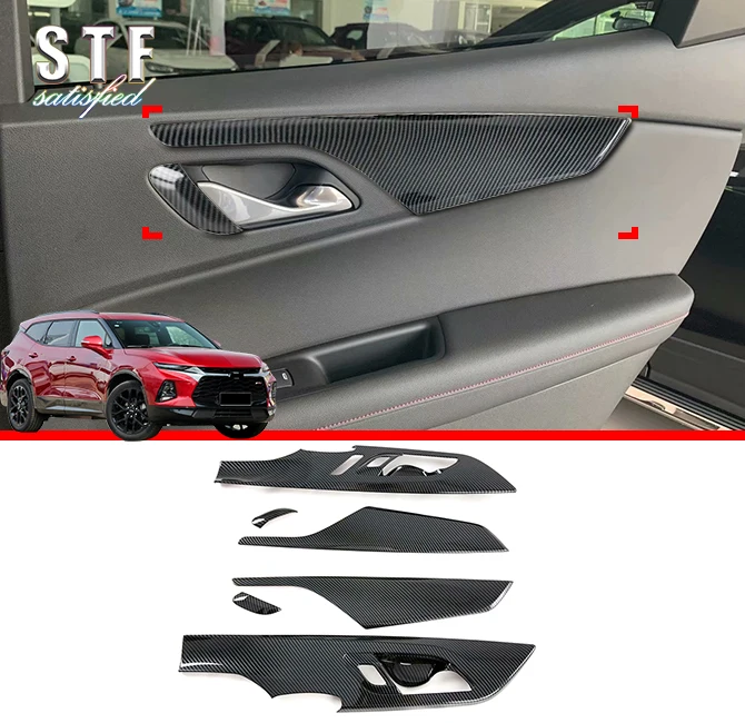 

Накладка на внутреннюю дверную ручку из углеродного волокна для Chevrolet Blazer 2019 2020, автомобильные аксессуары, наклейки