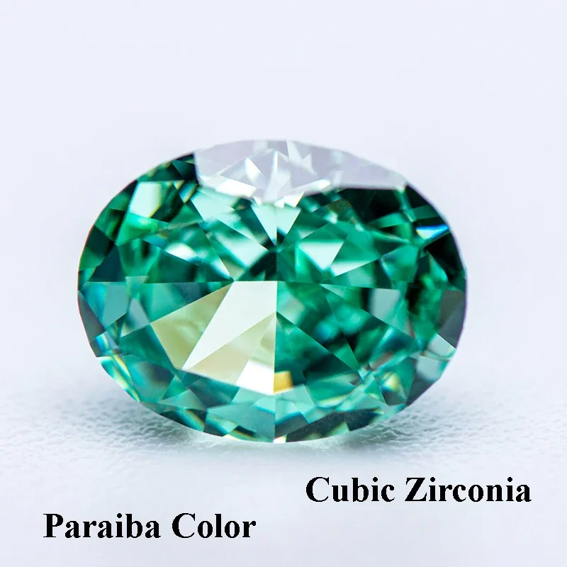 

Cubic Zirconia Crushed Ice Cut Paraiba Color Oval Shape Charms Beads for Diy Jewelry Making Pendant Materials No Certificate