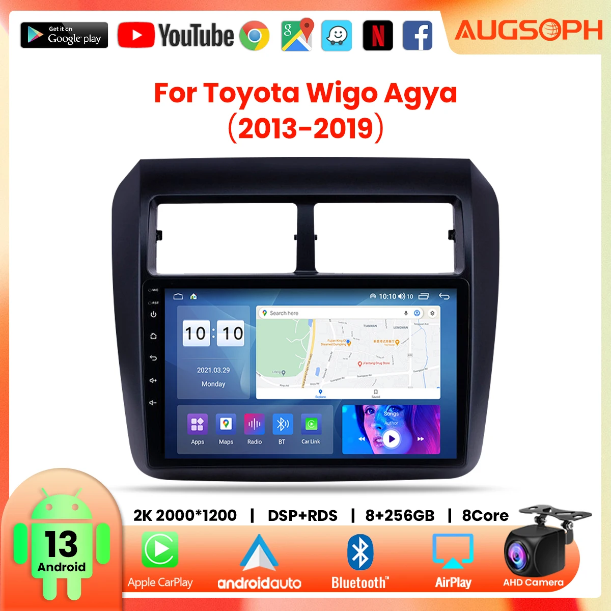 

Android 13 Car Radio for Toyota Wigo Agya 2013-2019, 9inch Multimedia Player with 4G WiFi Carplay & 2Din GPS