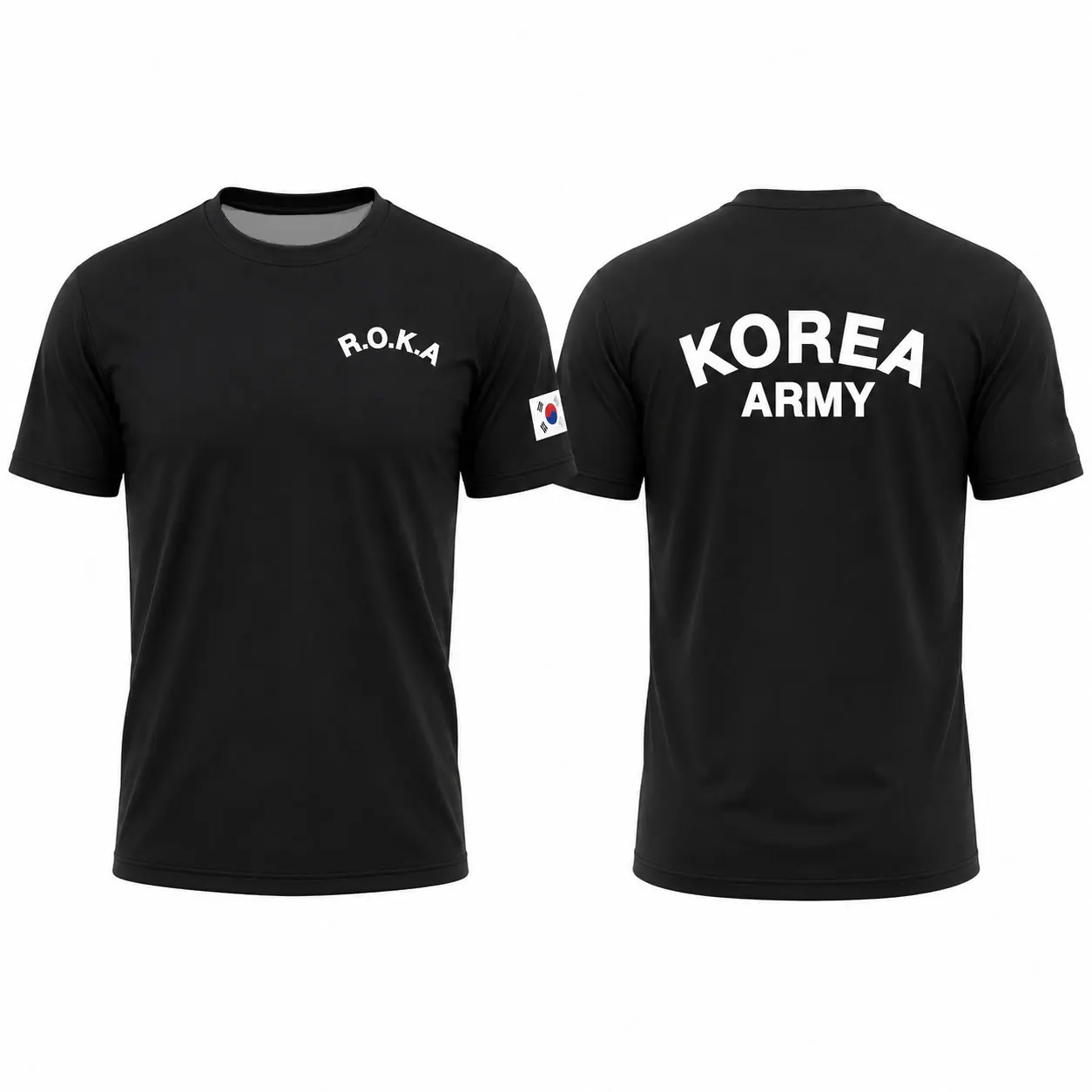 2026 New R.O.K.A Korea Army T Shirt Front Back Print South Korea Flag Patch Military Style Unisex Casual Short Sleeve Tee