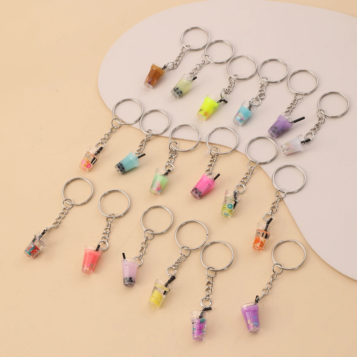 18pcs Juice Keychain, Simulation Drink Milk Tea Cup Pendant Cute Cartoon Bag Keyring Ornament Bag Purse Charm Accessories