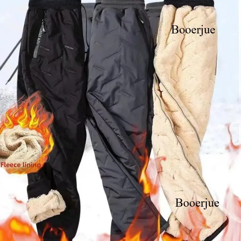 Men Winter Thick Plush Down Cotton Pants, Windproof Cold-proof Sports Trousers M-8XL for Hiking Cycling Camping Outdoor Climbing