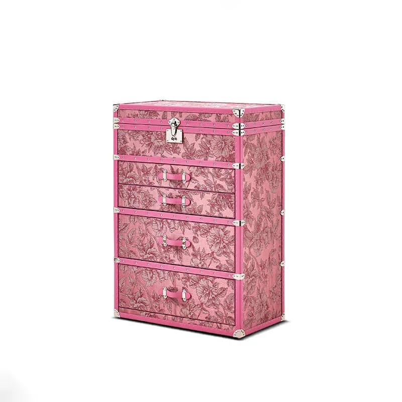 

Retro jewelry cabinet with lock hard box Italian light luxury high-end home jewelry chest