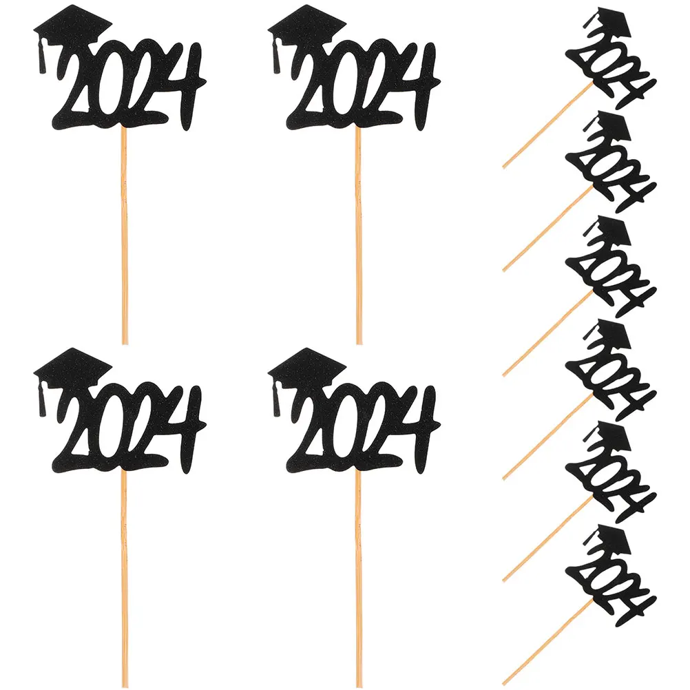 

20pcs Graduation Cake Picks Black Bachelor Cap Insert Decorations For Cupcake Topper Dessert Party Accessories 2024