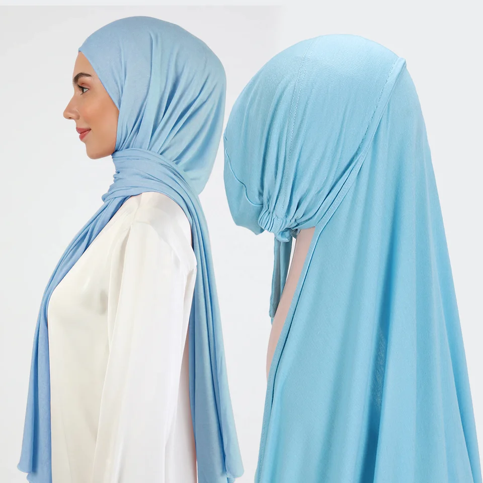 

Jersey Hijab With Tie Inner Caps Instant Hijab Scarf Jersey Hijabs Scarves Pinless HeadScarves