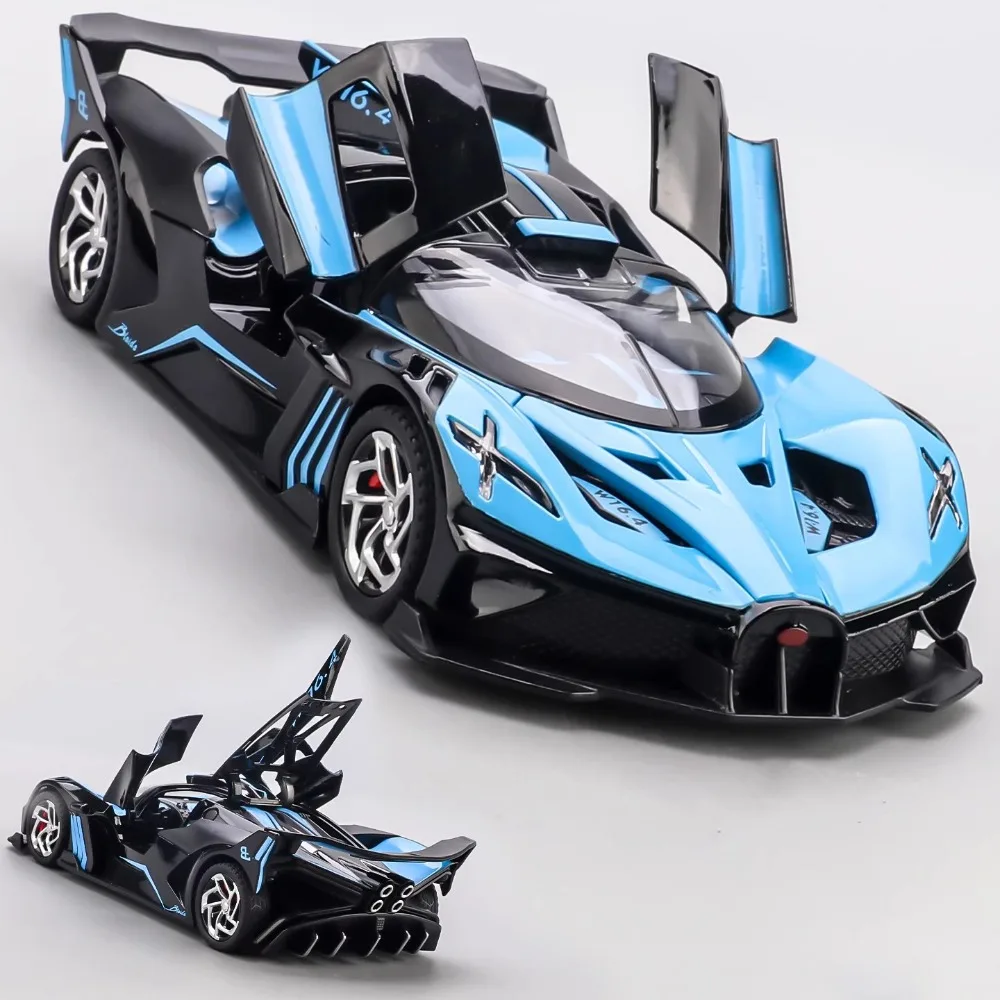 1:32 Bolide Divo Metal Diecast Car Model Toy Pull Back Music Light Miniature Vehicle Collection Gifts Decorative Toys Models