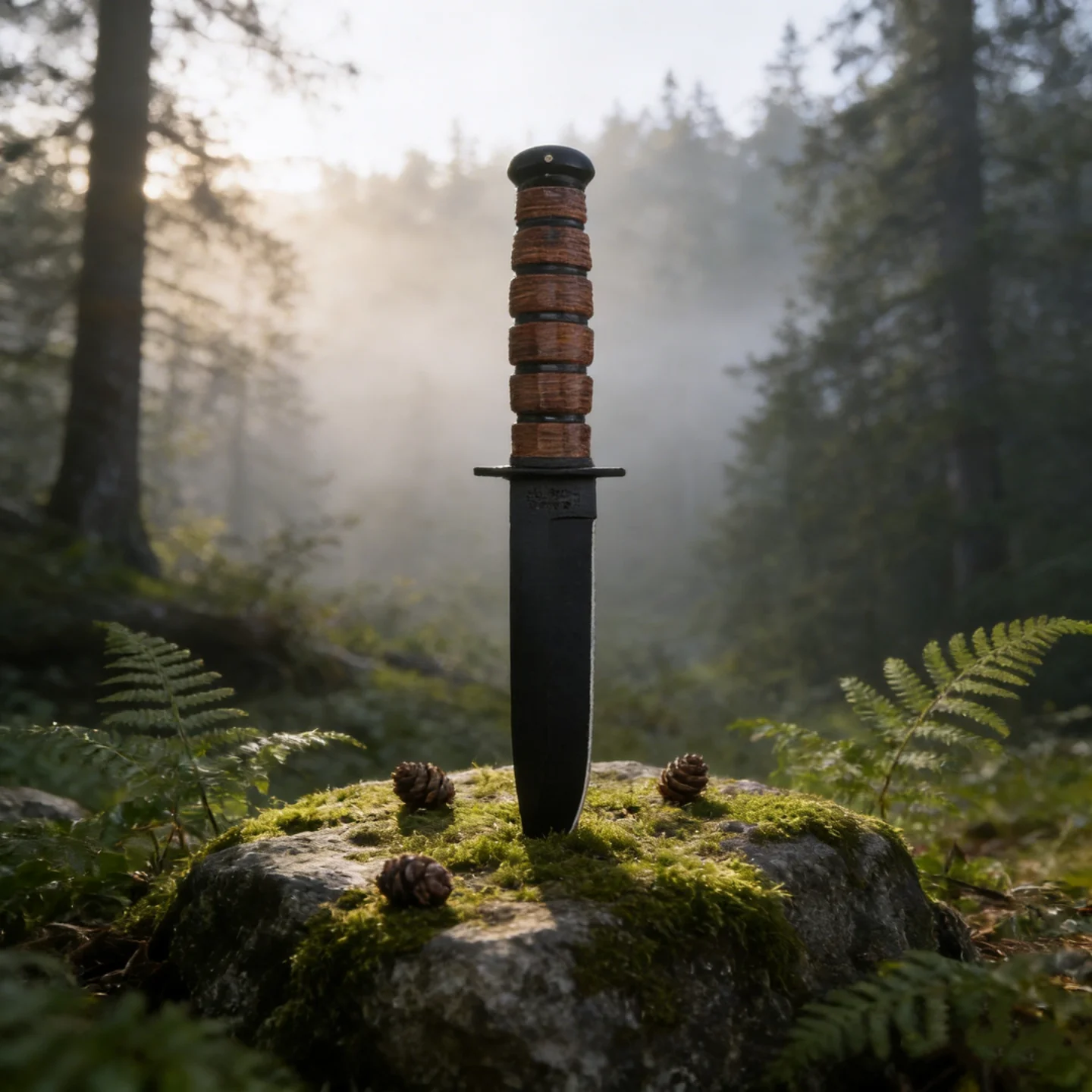 KABA1217 - Classic Camping Outdoor Knife, 1095 high-carbon steel, pure cowhide wrapped handle, travel straight knife