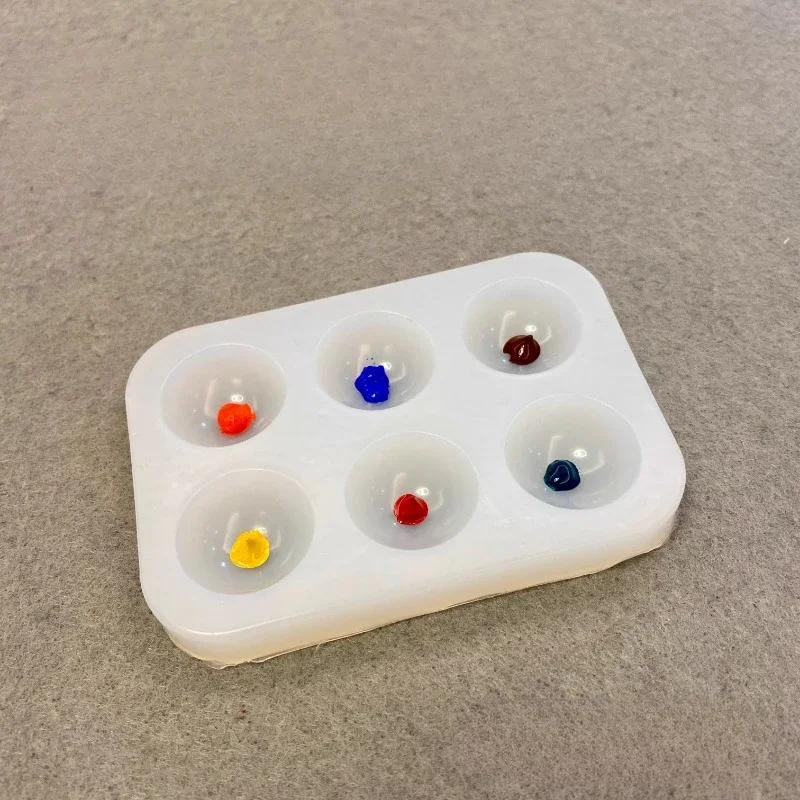 Six-hole No-wash Silicone Palette Easy To Clean Acrylic Paint Empty Mixing Tray Palette Tray for Painting Art Supplies