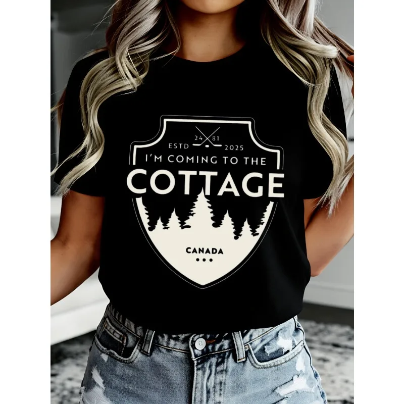 Cabin Shirt, Warm Cabin, Intense Competition Against Retro Summer, New Unisex Casual and Fashionable Harajuku Style T-shirt