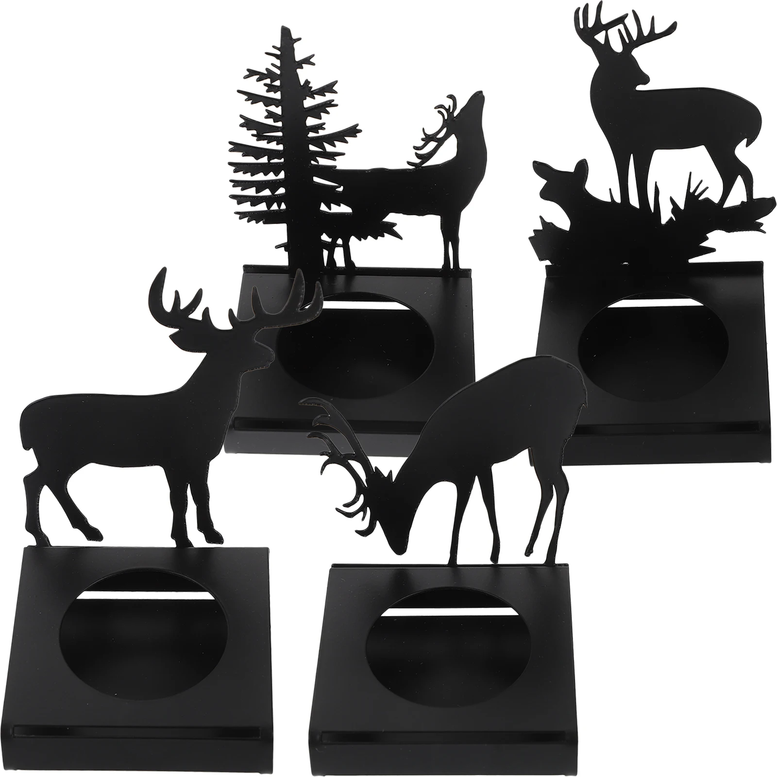 4 قطعة عيد الميلاد الأيائل الجدول أصحاب المعادن الشاي ضوء حامل محور عيد الميلاد الديكور سطح المكتب حامل الشمعدان