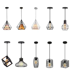 Nordic Pendant Lights Industrial Vintage Loft Lamp Iron Art Cage Black Hanging Lamp Kitchen living Room for E27 Led Bulb