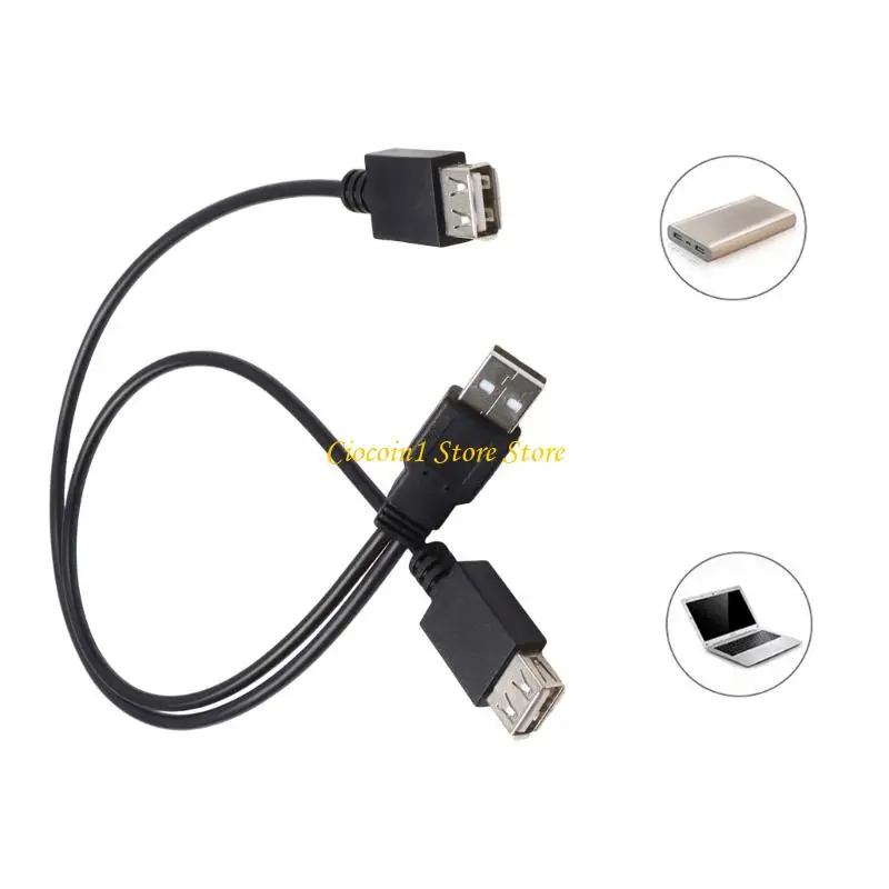 A3PC 40Cm USB Splitter Hub Cable Double Port Adapter Flexible Cable For Office Home